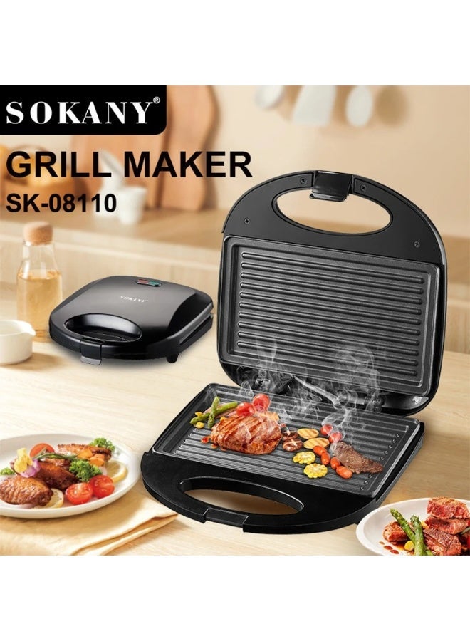 sokany 2 Slice Grill Maker Sandwich Maker, Bread Toaster, Non-Stick Plates for Easy Release and Quick Cleanup, 800 W - Image 1